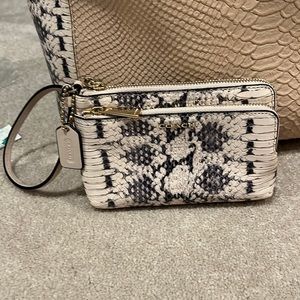 EUC COACH Madison double corner zip python wristlet.